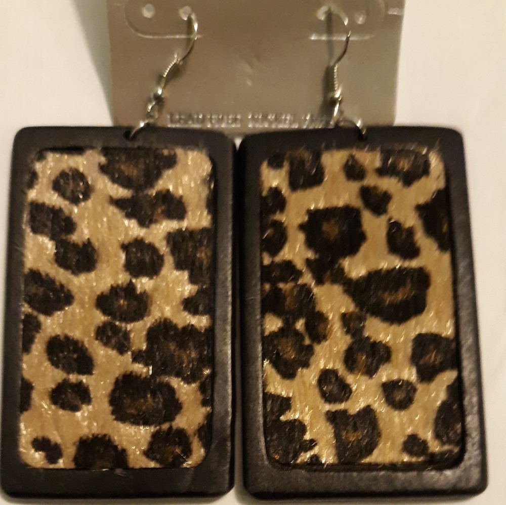 Animal Print Wooden Earrings